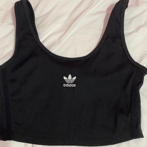 Black Adidas Ribbed Cropped Tank Top